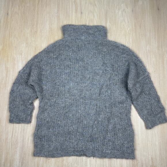 Free People Gray Turtleneck Alpaca Academia Fuzzy Pullover Knit Sweater Small - Picture 16 of 16